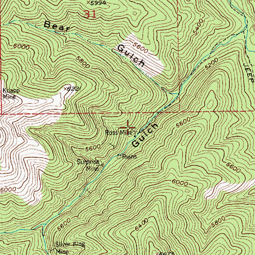 Topographic Map of Ross Mine, MT