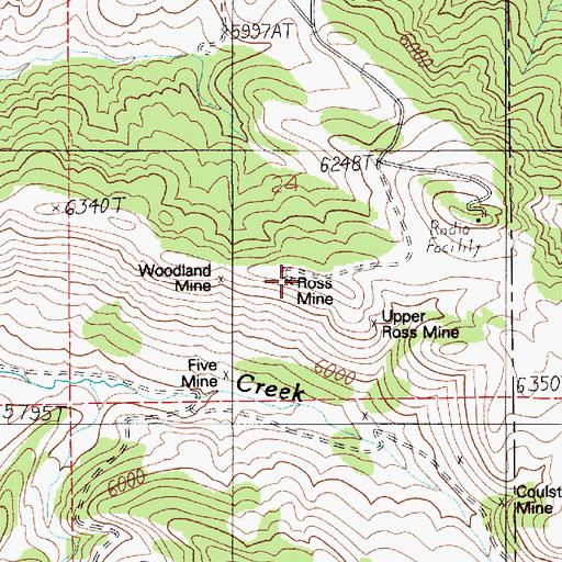 Topographic Map of Ross Mine, MT