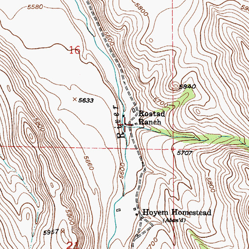 Topographic Map of Rostad Ranch, MT