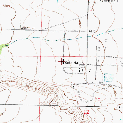 Topographic Map of Roth Hall, MT