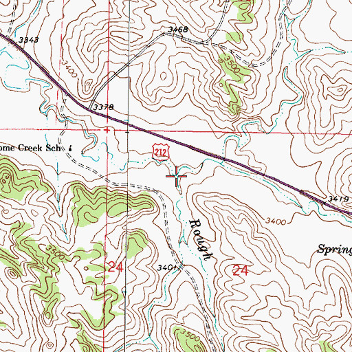 Topographic Map of Rough Creek, MT