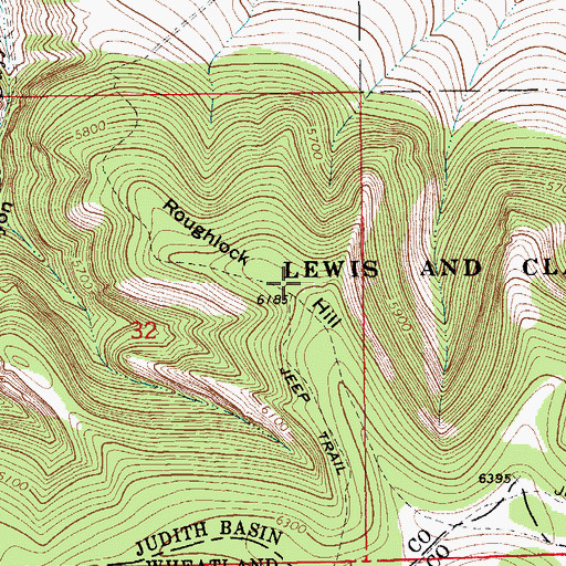 Topographic Map of Roughlock Hill, MT