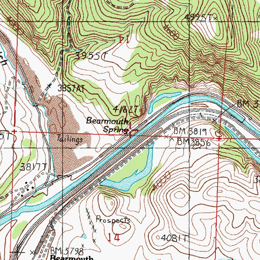 Topographic Map of Bearmouth Spring, MT
