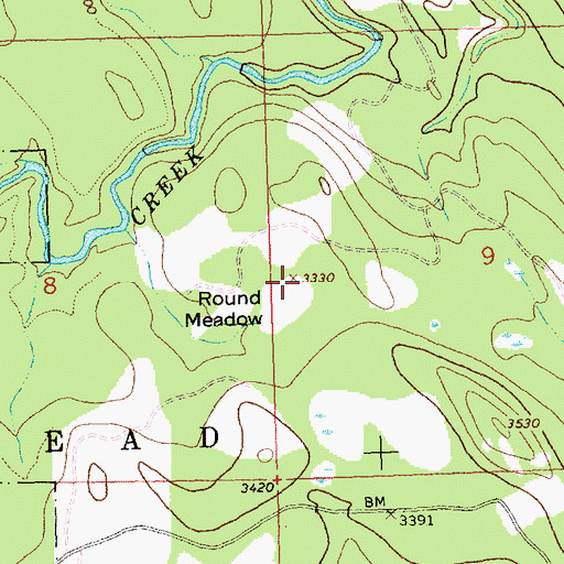 Topographic Map of Round Meadow, MT