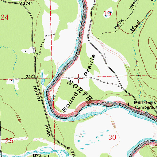 Topographic Map of Round Prairie, MT