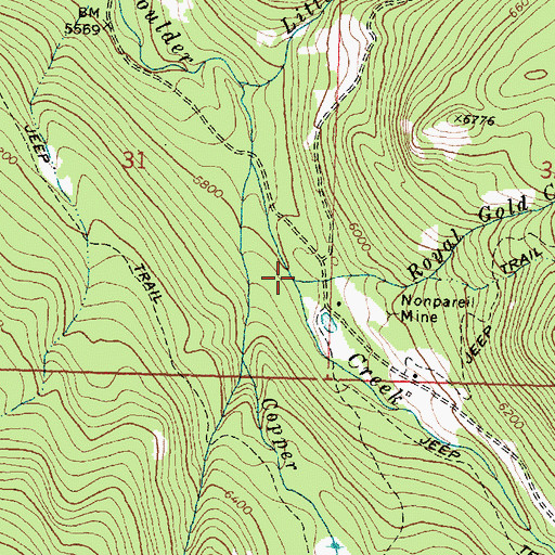Topographic Map of Royal Gold Creek, MT