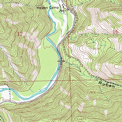 Topographic Map of Ruben Gulch, MT