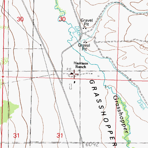 Topographic Map of Harrison Ranch, MT