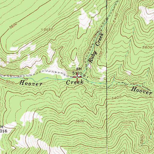 Topographic Map of Ruby Creek, MT