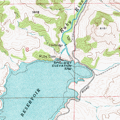 Topographic Map of Ruby Dam, MT