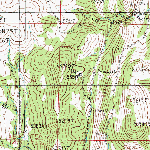 Topographic Map of Ruby Mine, MT