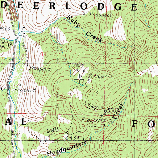 Topographic Map of Ruby Mine, MT