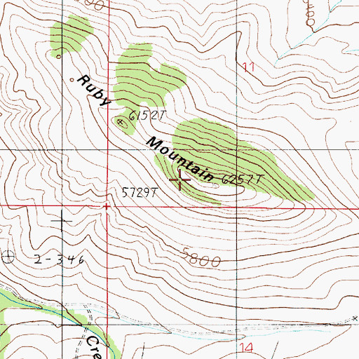 Topographic Map of Ruby Mountain, MT