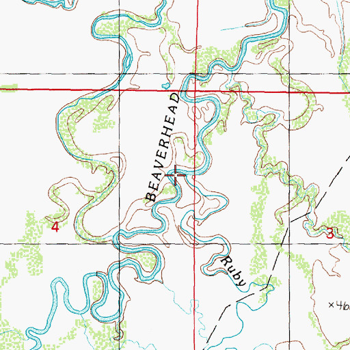 Topographic Map of Ruby River, MT