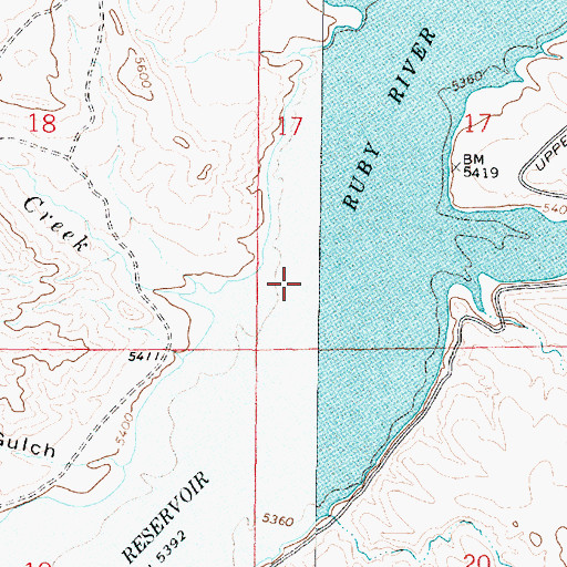 Topographic Map of Ruby River Reservoir, MT