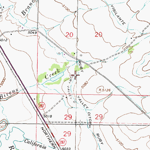 Topographic Map of Ruby Valley Ditch, MT