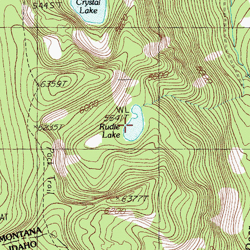 Topographic Map of Rudie Lake, MT