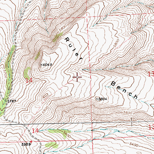 Topographic Map of Ruler Bench, MT