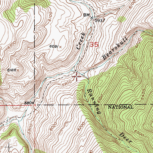 Topographic Map of Running Deer Creek, MT