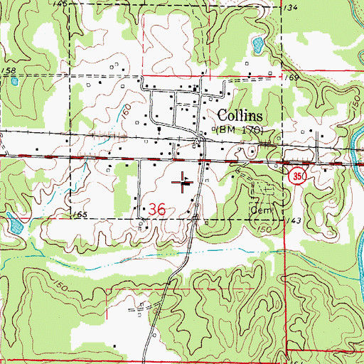 Topographic Map of Collins School (historical), AR