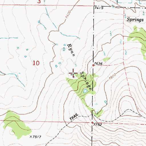 Topographic Map of Ryan Springs, MT