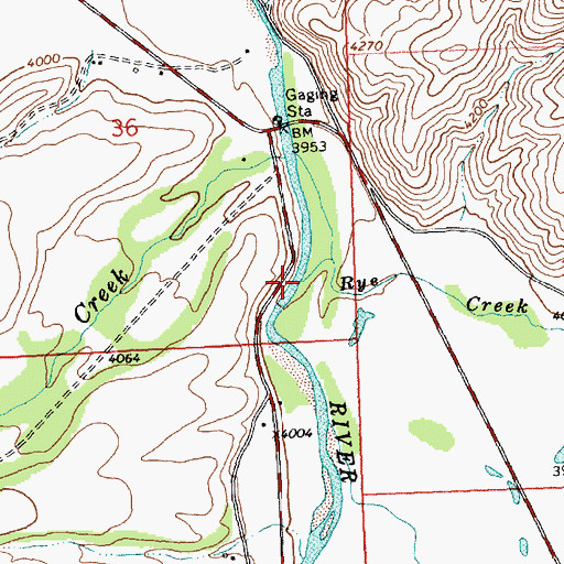 Topographic Map of Rye Creek, MT