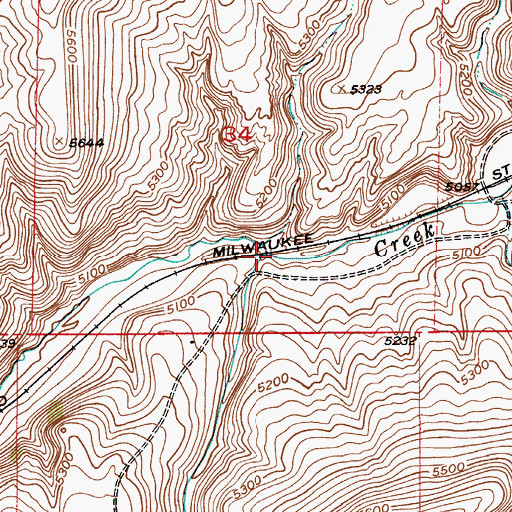 Topographic Map of Rye Grass Creek, MT