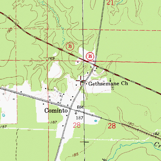 Topographic Map of Cominto Baptist Church, AR