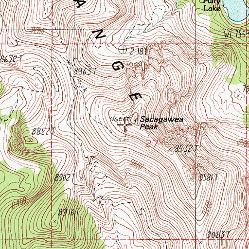 Topographic Map of Sacagawea Peak, MT