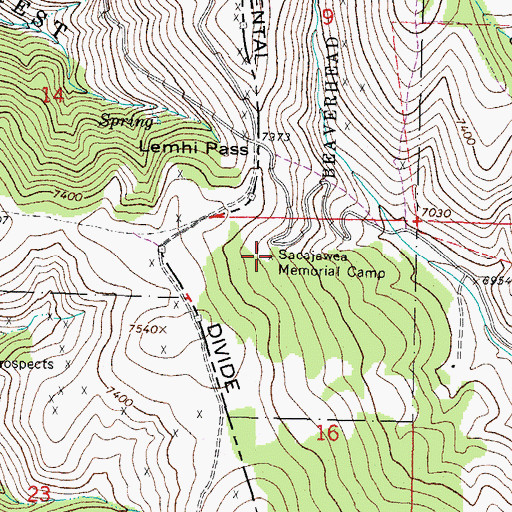 Topographic Map of Sacajawea Memorial Camp, MT