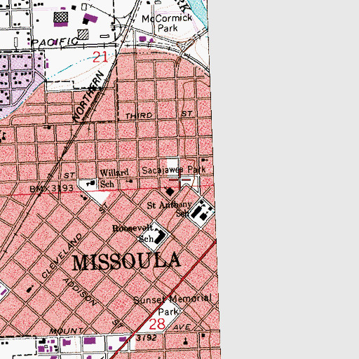 Topographic Map of Sacajawea Park, MT