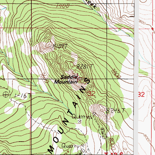 Topographic Map of Saddle Mountain, MT