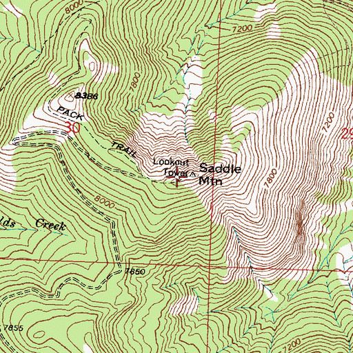 Topographic Map of Saddle Mountain, MT