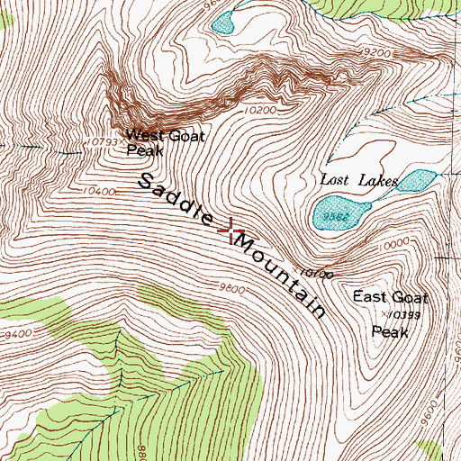 Topographic Map of Saddle Mountain, MT