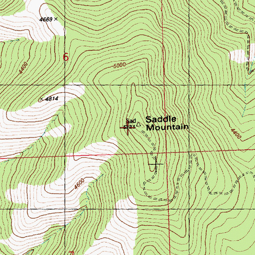 Topographic Map of Saddle Mountain, MT