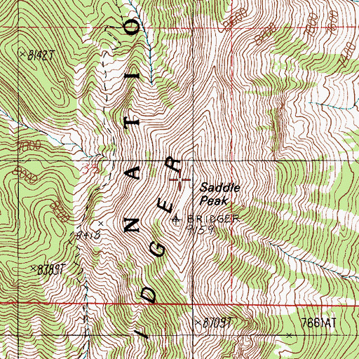 Topographic Map of Saddle Peak, MT