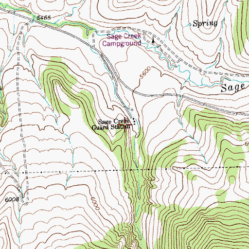 Topographic Map of Sage Creek Ranger Station, MT