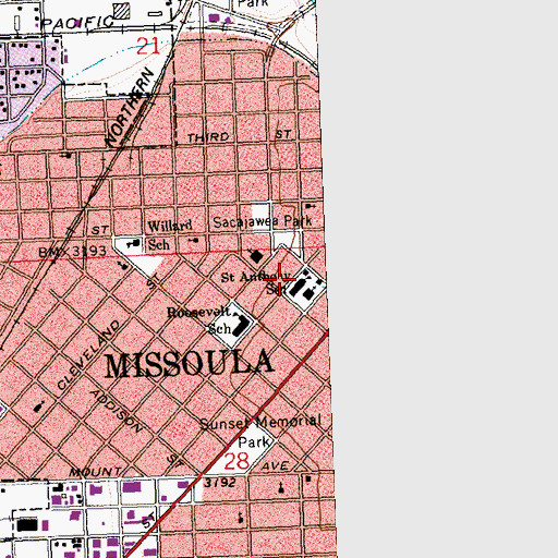 Topographic Map of Loyola - Sacred Heart High School, MT