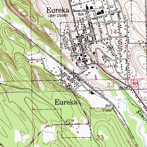 Topographic Map of Sinclair Creek, MT
