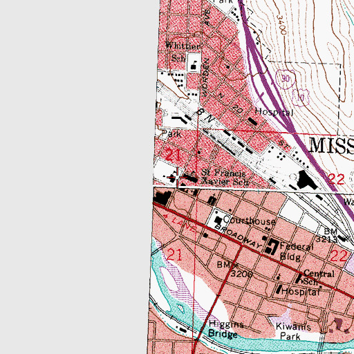 Topographic Map of Saint Josephs Elementary School, MT