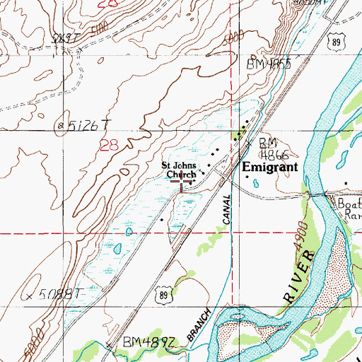 Topographic Map of Saint Johns Church, MT