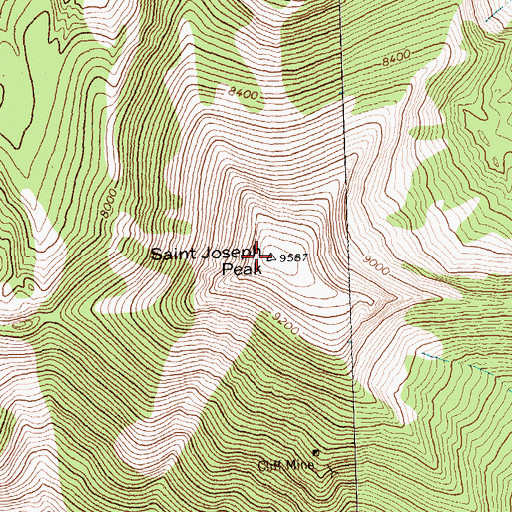Topographic Map of Saint Joseph Peak, MT