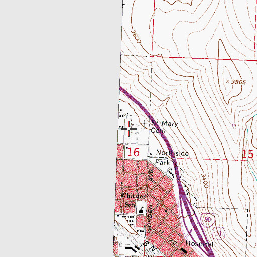 Topographic Map of Saint Mary Cemetery, MT