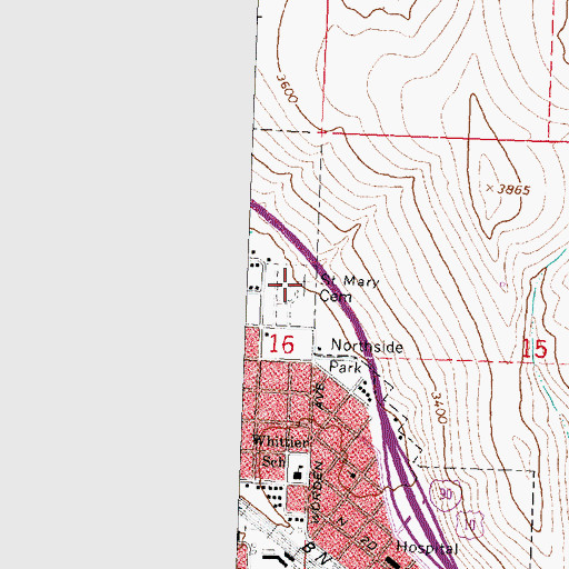 Topographic Map of Saint Mary Cemetery, MT