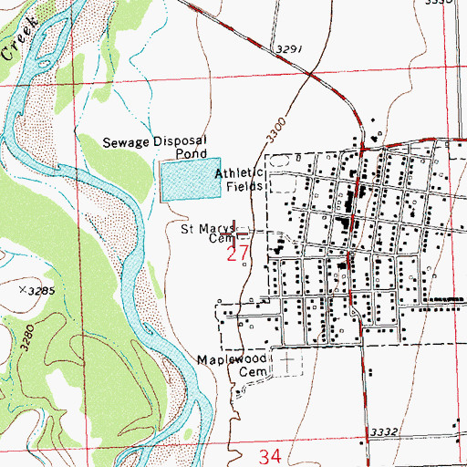 Topographic Map of Saint Marys Cemetery, MT