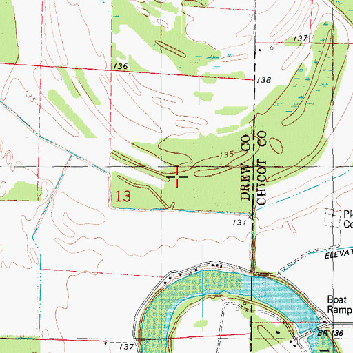 Topographic Map of Dickson Brake (historical), AR