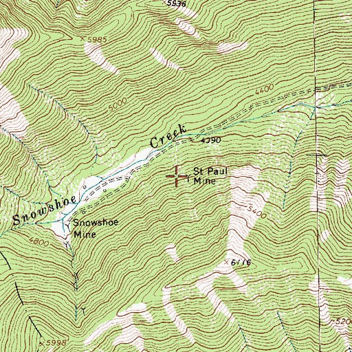 Topographic Map of Saint Paul Mine, MT