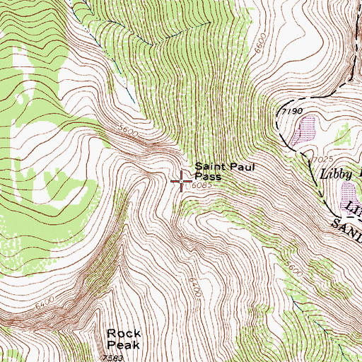 Topographic Map of Saint Paul Pass, MT