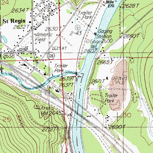 Topographic Map of Saint Regis River, MT