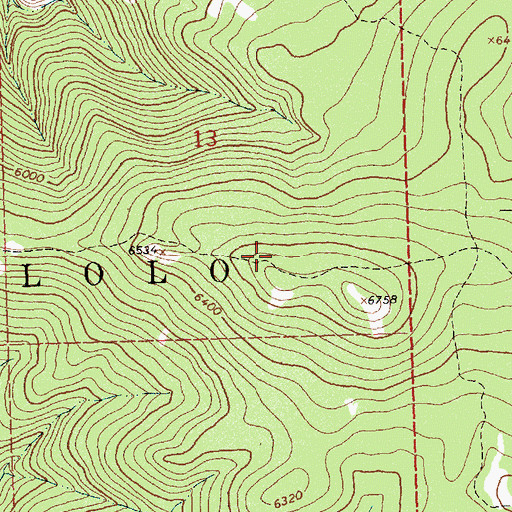 Topographic Map of Sally Ridge Trail, MT